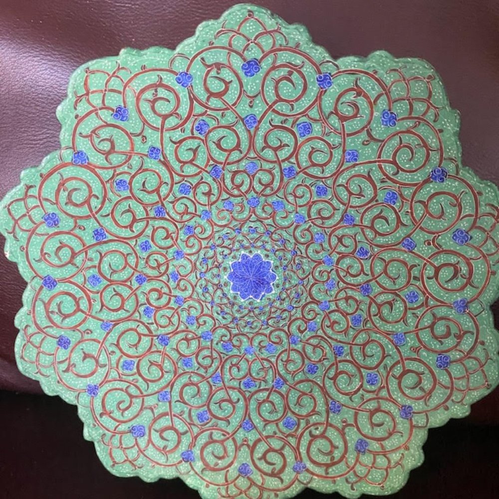 VINTAGE  ENAMELED  DECORATIVE  DISH